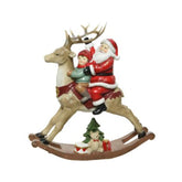 Decoris Polyresin Santa on Rocking Horse 22cm
